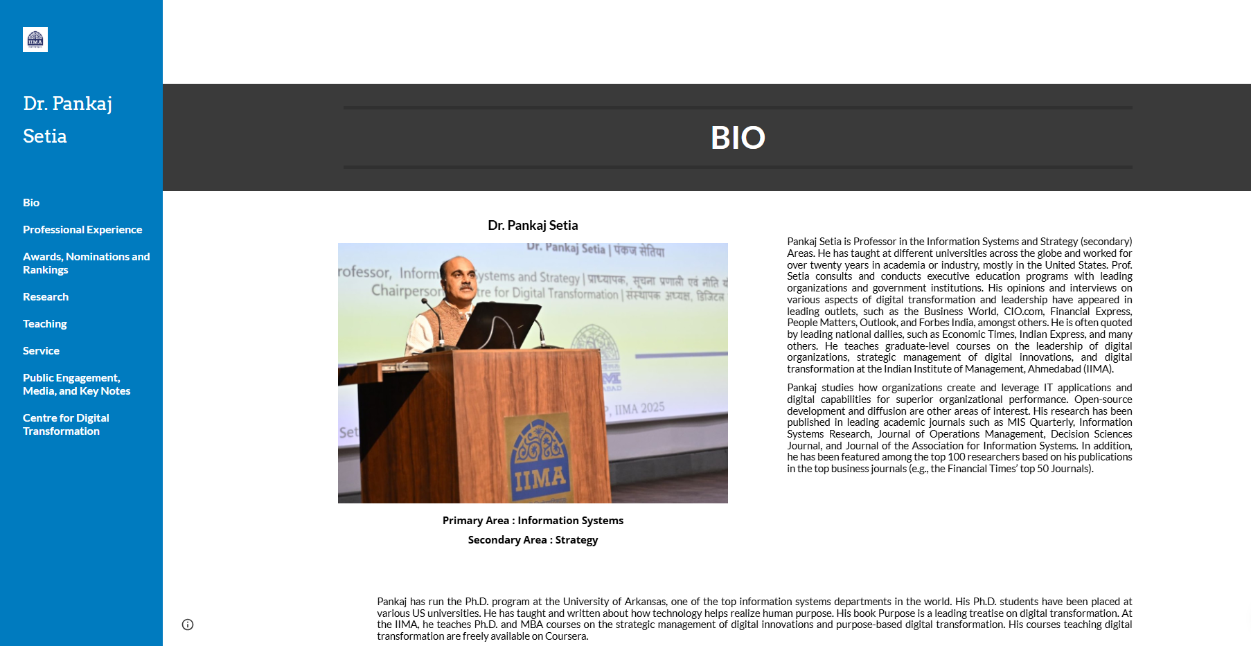 Professor Pankaj Setia — IIM Ahmedabad